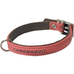 Junai.nl Hondenhalsband Nappa Met Strass Roze/Grijs